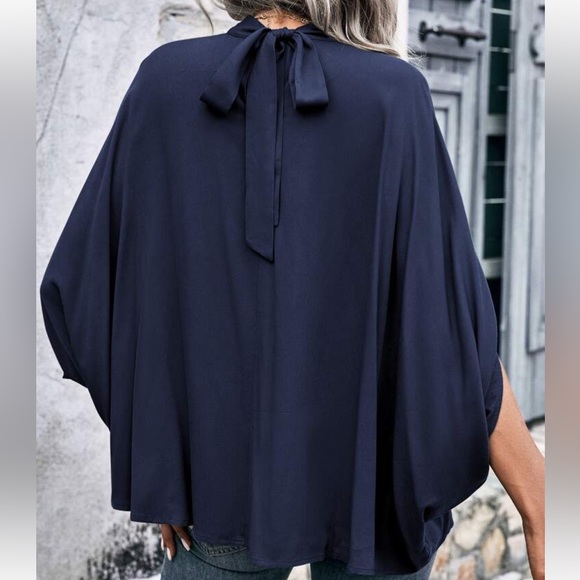 Boho Batwing Sleeve Mock Neck Top Blouse Shirt - Picture 2 of 6